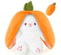 OSDUE Lapin Mignon en Peluche de Pâques, 25CM Jouet en Peluche Lapin Cache Rabbit Muppet Toys Plushie Lapins Réversible Carotte Oreiller Créatif Cadeaux Vacances pour Adultes et Enfants