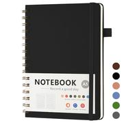 OSDUE Ligné Journal Carnet de Notes, 200 Pages/100 Feuilles Cahier | Spirale A5 Intercalaires Cahier Ligné Détachables Couverture Rigide en PU pour Travail Bureau École Bureau et Cadeaux, Noir