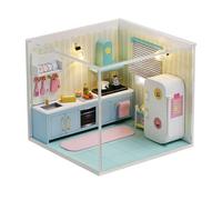 OSDUE Miniature avec des Meubles de Maison de poupée, Maison de Poupées, DIY Miniature Maison, Ensemble Adulte Adolescent Bâtiment Puzzle Cadeau d'anniversaire, Jouets Cadeau de Noël-Cuisine
