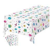 OSDUE Nappes de Fête, 4PCS Ballon Etoilé Jetables Imperméables Plastique Décoration Couverture de Table de Fête Rectangulaire pour Pique-Nique Halloween Noël Mariage Anniversaire, 137 * 274CM