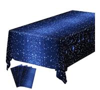 OSDUE Nappes de Fête, 4PCS Ciel Etoilé Jetables Imperméables Plastique Décoration Couverture de Table de Fête Rectangulaire pour Pique-Nique Halloween Noël Mariage Anniversaire, 137 * 274CM