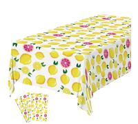 OSDUE Nappes de Fête, 4PCS Citron Jetables Imperméables Plastique Décoration Couverture de Table de Fête Rectangulaire pour Pique-Nique Halloween Noël Mariage Anniversaire, 130 * 220CM