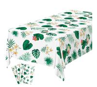 OSDUE Nappes de Fête, 4PCS Feuille de Palmier Hawaïenne Jetables Imperméables Plastique Décoration Couverture Table Fête Rectangulaire pour Pique-Nique Halloween Noël Mariage Anniversaire, 130*220CM