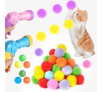 OSDUE Pistolet à Balle en Peluche pour Chat, 2PCS 100 Balles Jouets de Lanceur de balles pour Chats Balles Interactives pour Chat, Jouet pour Suivre Les Chats d'intérieur, Jaune Bleu et Rose Violet