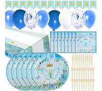 OSDUE Princesse Party Vaisselle, Vaisselle Jetable Anniversaire, 83 Pièces Assiettes Serviettes Nappes Couverts Kit, Décor Anniversaire Enfants Party Fête Mariages Baby Shower Noël