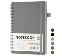 OSDUE Quadrillées Journal Carnet de Notes, 200 Pages/100 Feuilles Cahier | Spirale A5 Intercalaires Cahier Ligné Détachables Couverture Rigide en PU pour Travail Bureau École Bureau et Cadeaux, Gris
