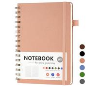 OSDUE Quadrillées Journal Carnet de Notes, 200 pages/100 Feuilles Cahier | Spirale A5 Intercalaires Cahier Ligné Détachables Couverture Rigide en PU pour Travail Bureau École Bureau et Cadeaux, Rose