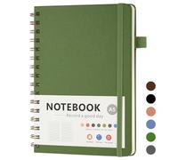 OSDUE Quadrillées Journal Carnet de Notes, 200 pages/100 Feuilles Cahier | Spirale A5 Intercalaires Cahier Ligné Détachables Couverture Rigide en PU pour Travail Bureau et École Bureau et Cadeaux,Vert