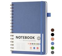 OSDUE Quadrillées Journal Carnet de Notes, 200 Pages Cahier à Spirale A5 | Intercalaires Cahier Ligné Détachables Couverture Rigide en PU pourTravail Bureau et École Bureau et Cadeaux, Bleu