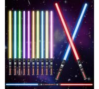 OSDUE Sabre Laser, 12 Couleurs Lightsaber Sabre Lumineux Epées Laser à LED avec Son Costume d'halloween Articles de Fête Cadeaux Combattants et Guerriers de la Galaxie Jouet de Cosplay, 2Pcs Standard