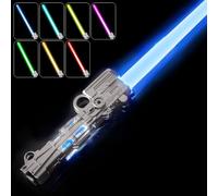OSDUE Sabre Laser, 7 Couleurs Lightsaber Sabre Lumineux Epées Laser à LED avec Son Costume d'halloween Articles de Fête Cadeaux Combattants et Guerriers de la Galaxie Jouet de Cosplay, Argenté