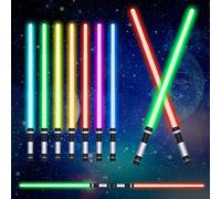 OSDUE Sabre Laser, 7 Couleurs Lightsaber Sabre Lumineux Epées Laser à LED avec Son Costume d'halloween Articles de Fête Cadeaux Combattants et Guerriers de la Galaxie Jouet de Cosplay, 2 Pcs Standard