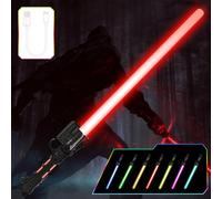 OSDUE Sabre Laser, 7 Couleurs Lightsaber Sabre Lumineux Epées Laser à LED avec Son Costume d'halloween Articles de Fête Cadeaux Combattants et Guerriers de la Galaxie Jouet de Cosplay, Noir