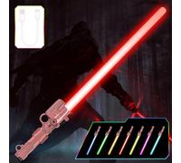 OSDUE Sabre Laser, 7 Couleurs Sabre Lumineux Epées Laser à LED avec Son Costume d'halloween Articles de Fête Cadeaux Combattants et Guerriers de la Galaxie Jouet de Cosplay, Doré