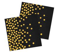 OSDUE Serviette Papier, 33 x 33CM Serviettes Jetables Lot de 40 Table Papier Serviettes de Cocktail Boissons Serviettes Décorations pour Noël Fête Anniversaire,Paillettes dorées Noir