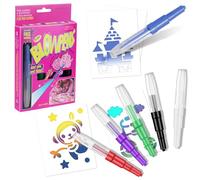 OSDUE Spray Pen Set,Kit Stylos Pulvérisateurs pour Colorier et Dessiner avec 6 feutres, 4 Réutilisables Pochoirs, Aquarelle lavable Peintures Stylos Art pour Créer Couleurs Dessins Uniques