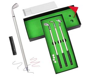 OSDUE Stylos à Bille de Golf Coffret, Mini Clubs de Golf en Métal Créatifs Drôle Stylo Souvenir d'un Parcours Stylos Cadeaux pour Hommes Femmes ou Adolescent Cadeau de Fête des Pères