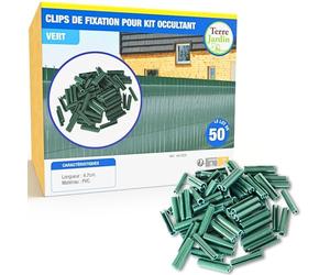 Ose Terre Jardin - Clips de Fixation pour Brise Vue, Vert, Lot de 50 - Clips de Fixation Occultant - Unité - Vert