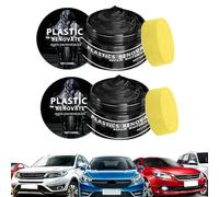 Oseczmut 2 Pack Renovateur Plastique Voiture Extérieur, Pâte Réparatrice De Rayures À Séchage Rapide, Cire Rénovation pour Caoutchouc 100 ML, pour Tableau De Bord, Pare-Chocs, Plastique Et