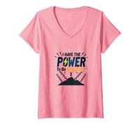 Osez être sans Drogue : Empowering Anti-Addiction Message T-Shirt avec Col en V, Femme, Rose, L