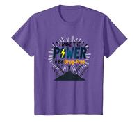 Osez être sans Drogue : Empowering Anti-Addiction Message T-Shirt, Enfant, Violet chiné, 6 Ans
