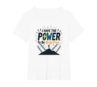 Osez être sans Drogue : Empowering Anti-Addiction Message T-Shirt, Femme Grandes Tailles, Blanc, 1X