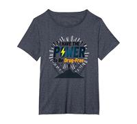 Osez être sans Drogue : Empowering Anti-Addiction Message T-Shirt, Femme Grandes Tailles, Bleu Chiné, 2X