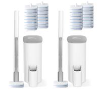 oshang Lot de 2 brosses jetables pour Cuvette de Toilette, Fournitures de Nettoyage de Toilettes, Brosse WC avec Support, 28 recharges pour Un Nettoyage en Profondeur et Un Entretien hygiénique de la