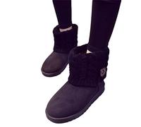 Osheoiso Bottes Femme Mode Chaussures Bottes de Neige Hiver avec Fourrure à Talons Plats Chaude Boots Plates Chaussures Bottines Bottes Antidérapant Pas Cher B Noir 39 EU