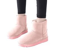 Osheoiso Bottes Femme Mode Chaussures Bottes de Neige Hiver avec Fourrure à Talons Plats Chaude Boots Plates Chaussures Bottines Bottes Antidérapant Pas Cher A Rose 36 EU