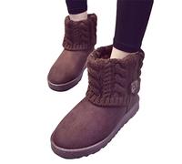 Osheoiso Bottes Femme Mode Chaussures Bottes de Neige Hiver avec Fourrure à Talons Plats Chaude Boots Plates Chaussures Bottines Bottes Antidérapant Pas Cher B Marron 36 EU