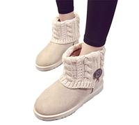Osheoiso Bottes Femme Mode Chaussures Bottes de Neige Hiver avec Fourrure à Talons Plats Chaude Boots Plates Chaussures Bottines Bottes Antidérapant Pas Cher B Beige 39 EU