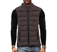 Osheoiso Casual Veste Doudoune sans Manches Homme Légère Décontracté Zippé Chaud Veste Matelassé Pas Cher Gilet Randonnée Sport Gilet Couleur Unie Hiver A Café XXL
