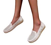 Osheoiso Chaussures Plates pour Femmes Décontractées Chaussures Tendance à Ouverture Peu Profonde Chic Chaussure Bateau Loafers Chaussures de Conduite C Beige 40 EU