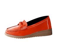 Osheoiso Chaussures Plates pour Femmes Décontractées Chaussures Tendance à Ouverture Peu Profonde Chic Chaussure Bateau Loafers Chaussures de Conduite A Orange 36 EU