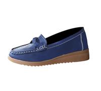 Osheoiso Chaussures Plates pour Femmes Décontractées Chaussures Tendance à Ouverture Peu Profonde Chic Chaussure Bateau Loafers Chaussures de Conduite A Bleu 42 EU