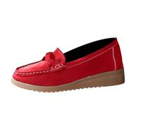 Osheoiso Chaussures Plates pour Femmes Décontractées Chaussures Tendance à Ouverture Peu Profonde Chic Chaussure Bateau Loafers Chaussures de Conduite A Rouge 42 EU