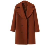 Osheoiso Chic Manteau en Laine Femme Elegant Longue Veste Outwear Automne Hiver Pull Manche Longue Tunique Tops Blousons A Marron L