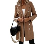 Osheoiso Chic Manteau en Laine Femme Elegant Longue Veste Outwear Automne Hiver Pull Manche Longue Tunique Tops Blousons A Kaki L