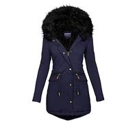 Osheoiso Doudoune Chaud Oversize Longues Vêtements Sweat de Noël Femme Manches Longues Veste Couleur Unie Grande Taille Veste Extérieur C Bleu 5XL