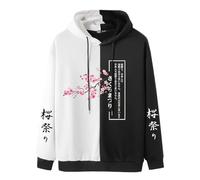 Osheoiso Femme Casual Sweat à Capuche Pull Kawaii Sweat Shirt pour Printemps Automne Imprimé Couple Hoodie à Manches Longues Femme Mode Sweater Oversized M Noir XL