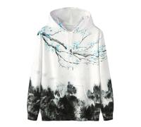 Osheoiso Femme Casual Sweat à Capuche Pull Kawaii Sweat Shirt pour Printemps Automne Imprimé Couple Hoodie à Manches Longues Femme Mode Sweater Oversized N Bleu M