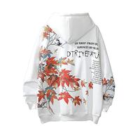 Osheoiso Harajuku Style Femme Capuche Casual Sweat à Capuche Pull Kawaii Sweat Shirt Imprimé Chic Hoodie à Manches Longues Femme Mode Sweater Oversized C Blanc 3XL