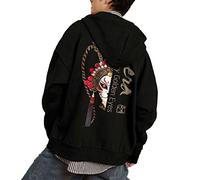 Osheoiso Harajuku Style Femme Casual Sweat à Capuche avec Peluche Pull Kawaii Sweat Shirt Imprimé Couple Hoodie à Manches Longues Femme Mode Sweater Oversized E Noir 3XL