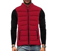 Osheoiso Homme Veste Doudoune sans Manches Légère Court Veste avec Poches Vintage Gilet Outdoor Veste Grande Taille Mode Gilet de Camping Automne et Hiver A Rouge XXL