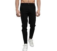 Osheoiso Hommes Chino Pantalon Couleur Unie Chic Pantalon Décontracté Coupe Ajustée Pantalon Eté Streetwear Jeans Moulants Trekking Cargo Pantalon Extensible B Noir M