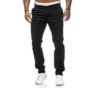 Osheoiso Hommes Chino Pantalon Couleur Unie Chic Pantalon Décontracté Coupe Ajustée Pantalon Eté Streetwear Jeans Moulants Trekking Cargo Pantalon Extensible A Noir M