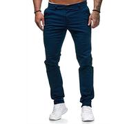 Osheoiso Hommes Chino Pantalon Couleur Unie Chic Pantalon Décontracté Coupe Ajustée Pantalon Eté Streetwear Jeans Moulants Trekking Cargo Pantalon Extensible A Bleu Foncé L