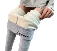Osheoiso Legging Doublé en Polaire Chaud Femme Mode Collants Leggings Thermique Automne Hiver Doublure Extensible Pantalon Élastiques Chic Taille Haute Leggings C Gris Clair L