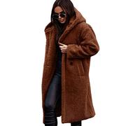 Osheoiso Manteaux en Laine Polaire pour Femmes Doux Cardigan à Capuche Veste Hiver Chic Manteau Blouson de Peluche Sweat à Capuche Élégante B Caramel M